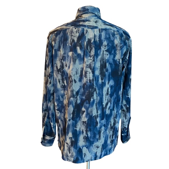 Georg Roth Of Germany Abstract Blue Long Sleeve Button Up Collared Shirt - Picture 3 of 8